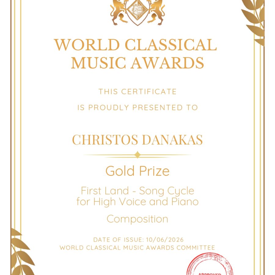Christos Danakas WCMA Certificate First Land - Song Cycle For High Voice and Piano Composition (1)_page-0001